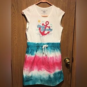 DISNEY CRUISE LINE Girls Dress L 9-10 Anchor Nautical Tie Dye Summer Island